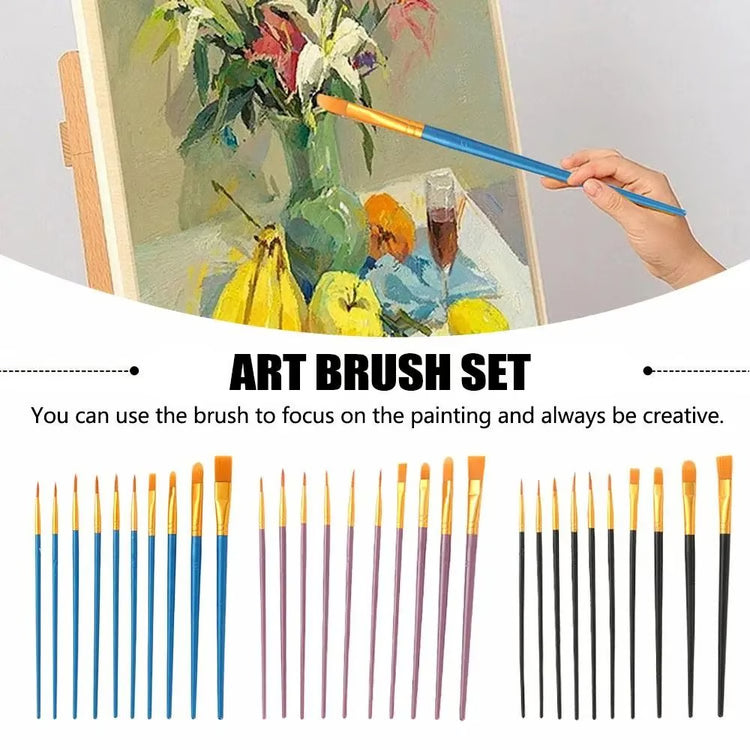 10 Piece Paint Brush Set Nylon Hair Artist Painting Brushes for Watercolor Acrylic Oil