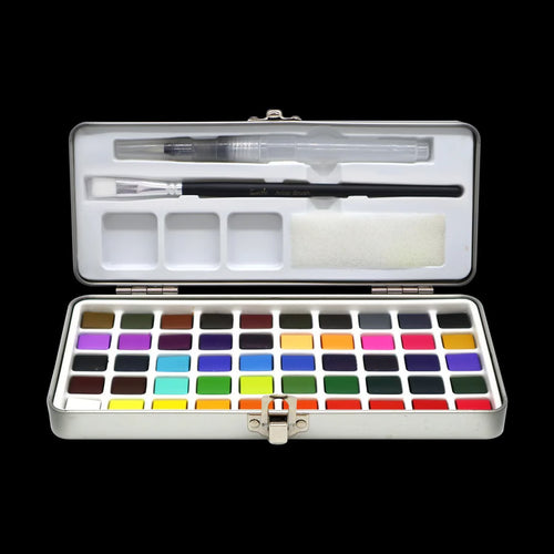 50-Color Watercolor Paint Set with Brush for Artists & Beginners
