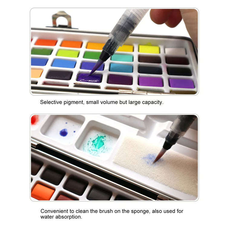 50-Color Watercolor Paint Set with Brush for Artists & Beginners