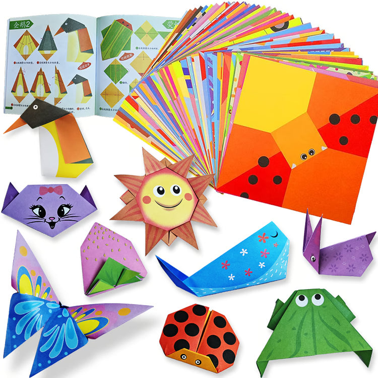 Origami Paper Craft Kit for Kids & Beginners – 96 Colorful Sheets