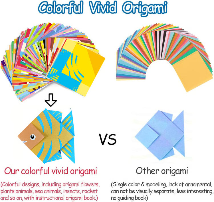 Origami Paper Craft Kit for Kids & Beginners – 96 Colorful Sheets