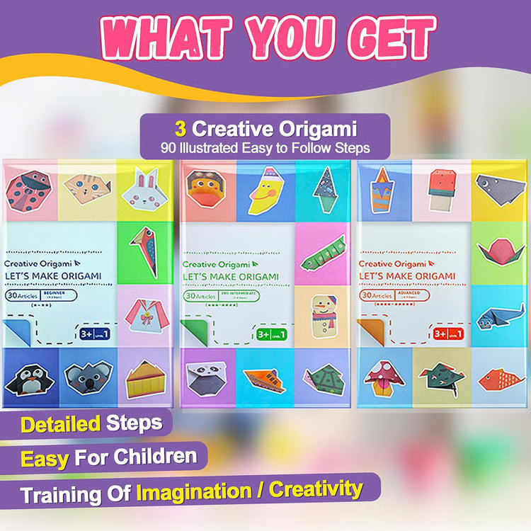 Origami Paper Craft Kit for Kids & Beginners – 96 Colorful Sheets