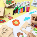 Wooden Drawing Template Set with Markers – 42-Piece Creative Stencil Kit