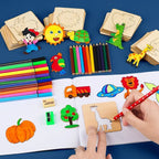 Wooden Drawing Template Set with Markers – 42-Piece Creative Stencil Kit