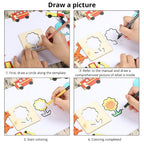 Wooden Drawing Template Set with Markers – 42-Piece Creative Stencil Kit