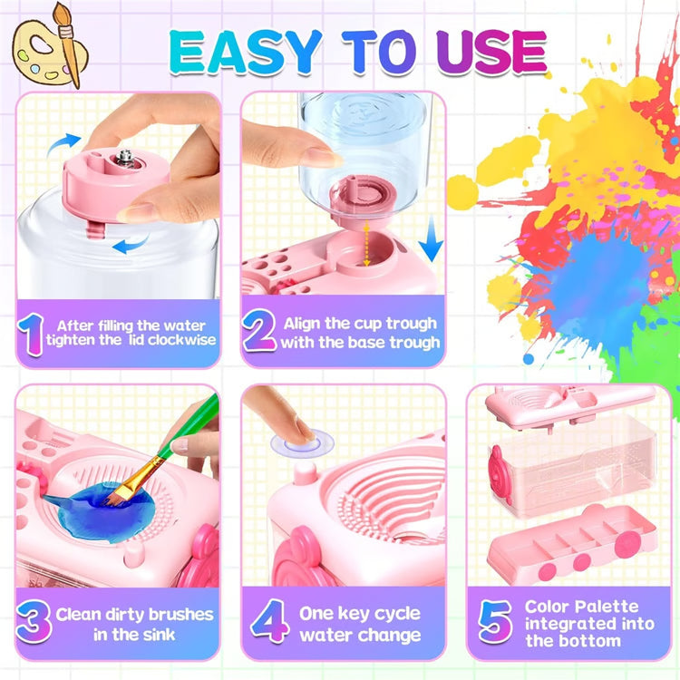 Painting Supplies Set with Brush Holder & Mixing Palette