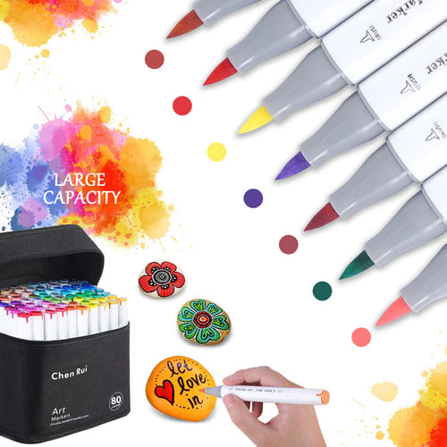 Color Alcohol Markers Set with Dual Tip Chisel & Fine Nibs for Drawing, Sketching & Coloring