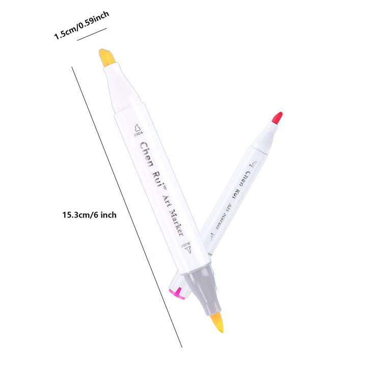 Color Alcohol Markers Set with Dual Tip Chisel & Fine Nibs for Drawing, Sketching & Coloring