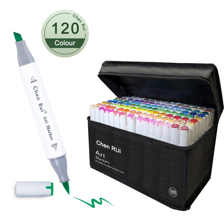 Color Alcohol Markers Set with Dual Tip Chisel & Fine Nibs for Drawing, Sketching & Coloring